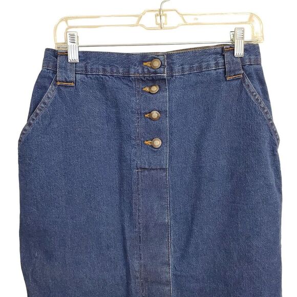 Vintage Crossroads Denim Midi Maxi Skirt M/8-10 Jeans Front/Back Slit ~waist: 29 - Picture 3 of 10